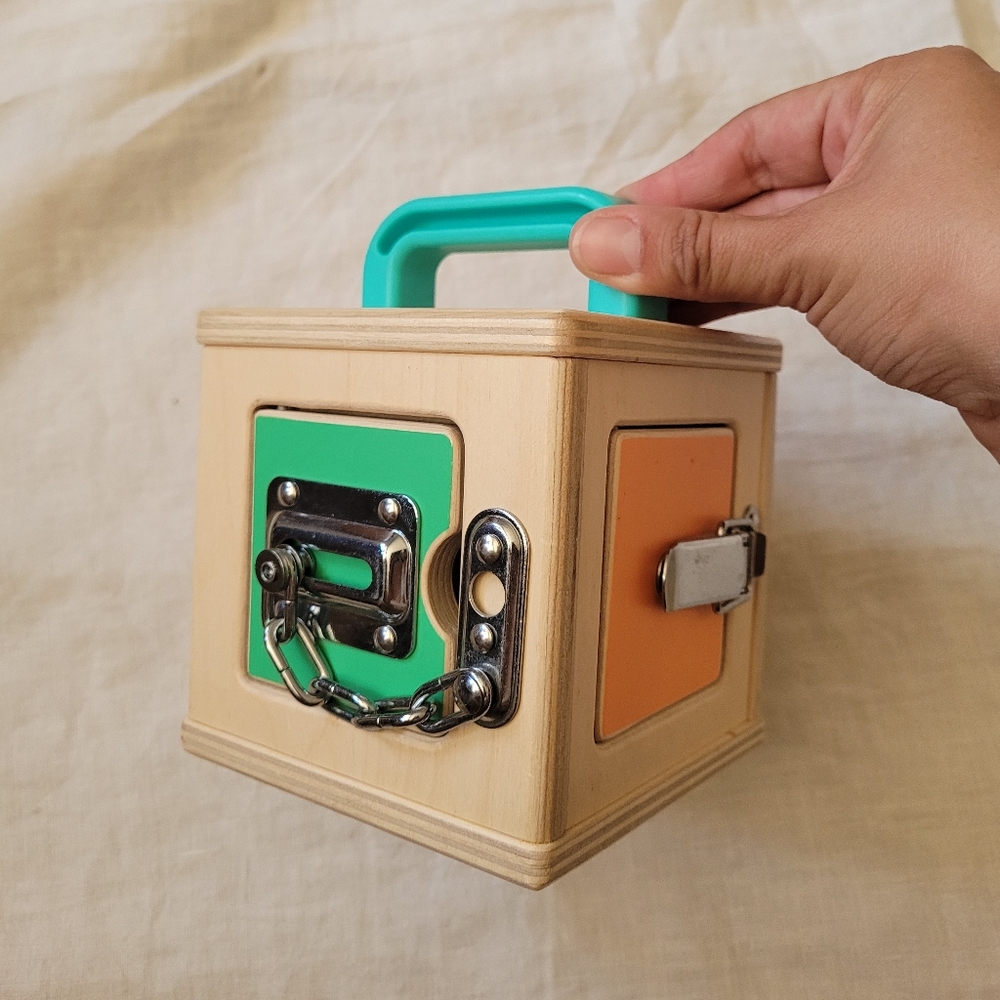 Lovevery Wooden Activity Cube with Handle